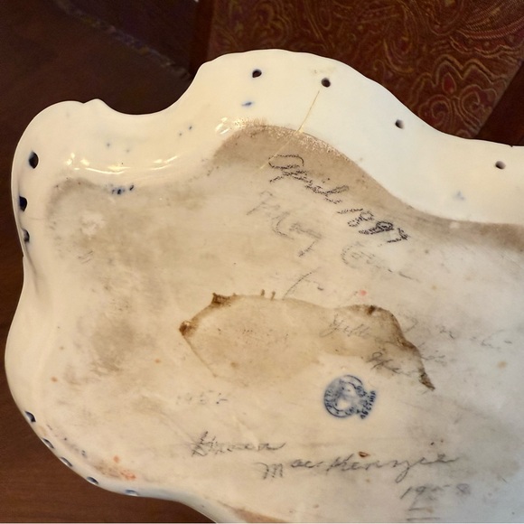 Antique/Vintage 1849 Victoria Carlsbad Austria Cobalt Blue Trinket Dish Repaired - Picture 12 of 13